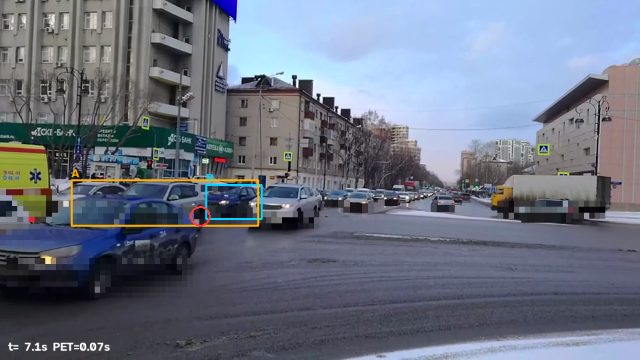 Anonymised keyframe of car then car